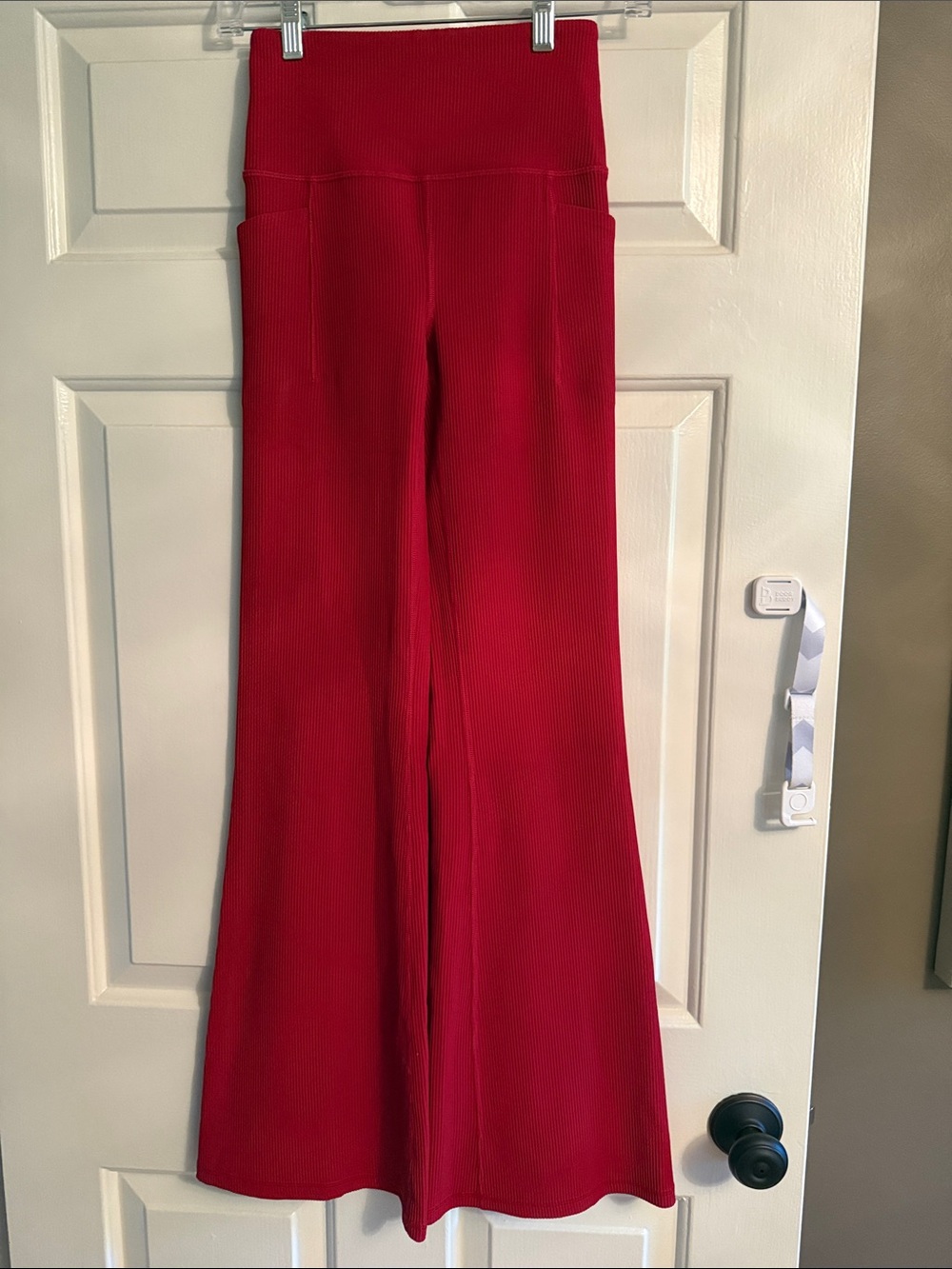 Athleta Wide-Leg Ribbed Pants in Red